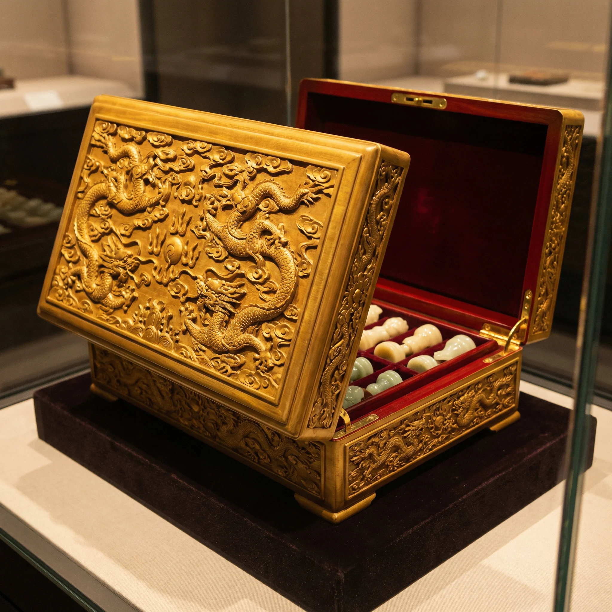 金丝楠木龙纹棋盒 - 斗地主wangzhi官网 收藏品